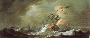 Monamy, Peter British ships in Lisborn Harbour Spain oil painting artist